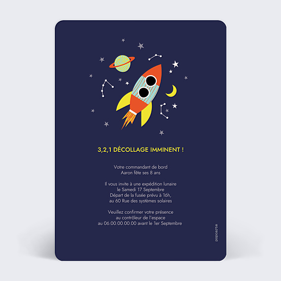 Invitation Anniversaire Enfant Dans l'Espace