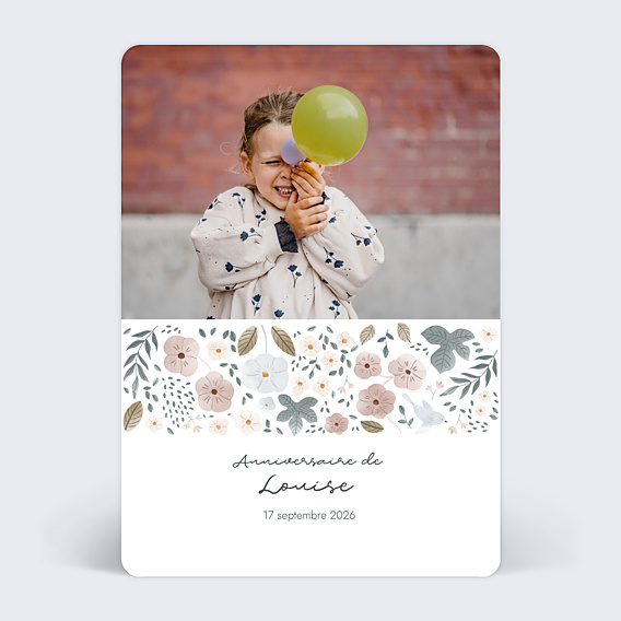 Invitation Anniversaire Enfant Frise Fleurie