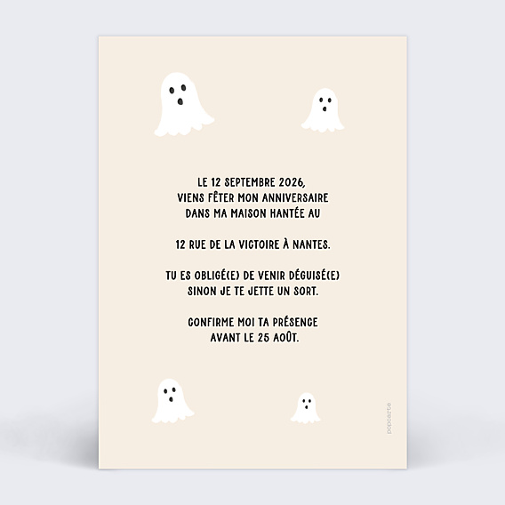 Invitation Anniversaire Enfant Petit Fantôme