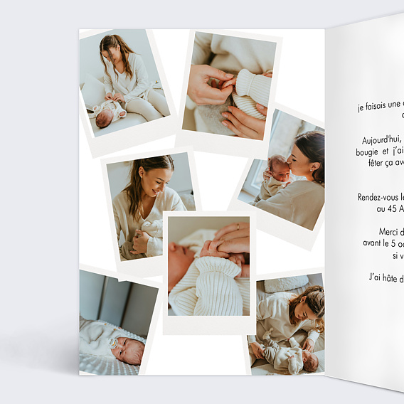 Invitation anniversaire enfant Pèle-Mêle Polaroïd Intérieur Gauche