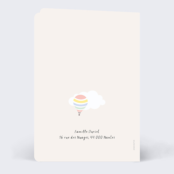 Invitation anniversaire enfant Jolie Montgolfière Verso