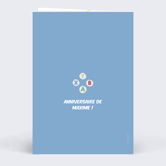 Invitation anniversaire enfant Level Up Verso