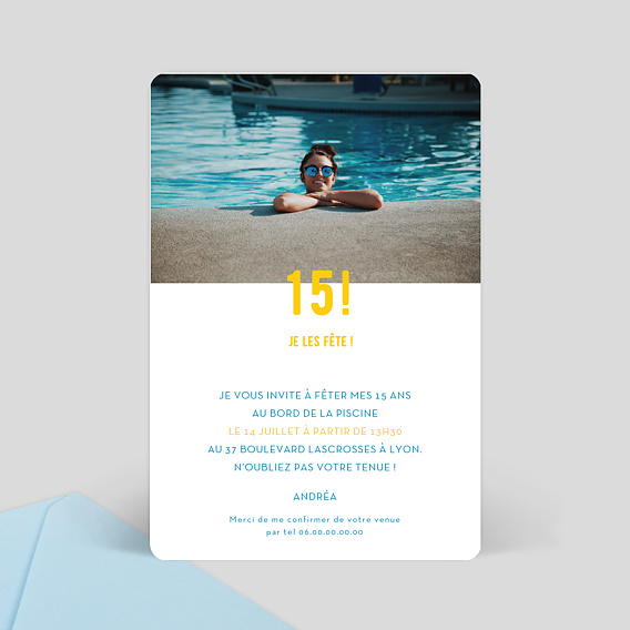 Invitation anniversaire enfant Plouf Party Verso