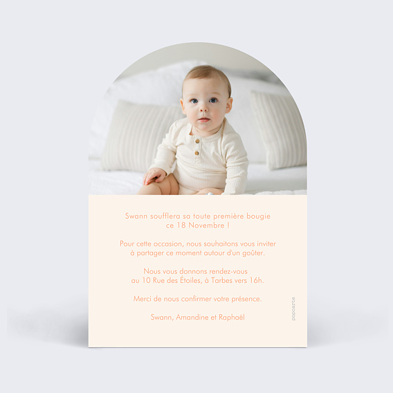 Invitation anniversaire enfant Arche Rayures Verso