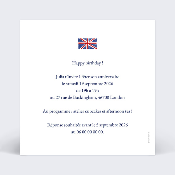 Invitation Anniversaire Enfant London