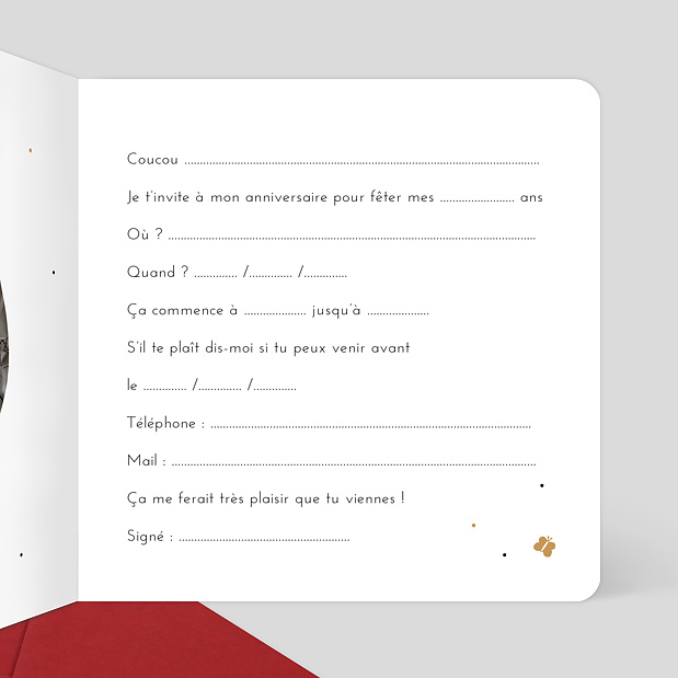 Carte d'invitation anniversaire Enfant Lionceau Intérieur Droit