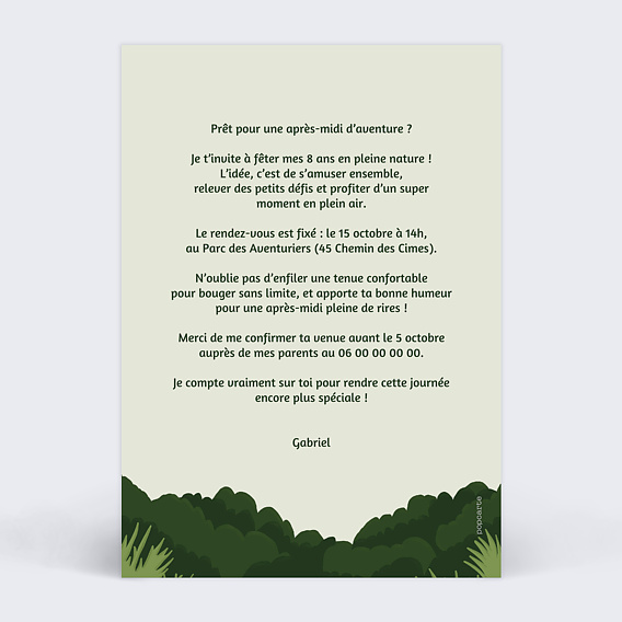 Invitation Anniversaire Enfant Accrobranche