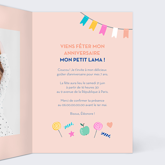Invitation Anniversaire Enfant Lama Pinata