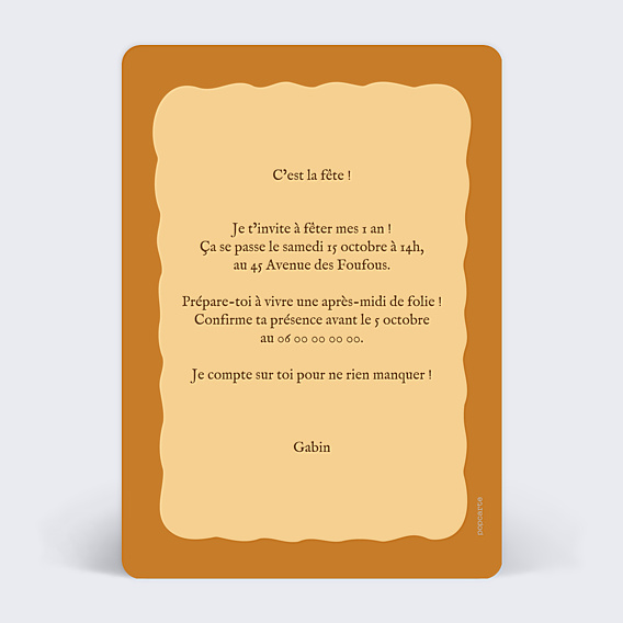 Invitation Anniversaire Enfant Lion courageux