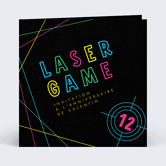 Invitation anniversaire enfant Laser Game Coloré