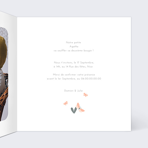 Invitation Anniversaire Enfant Papillons