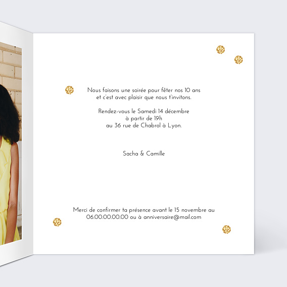 Invitation Anniversaire Enfant Plumetis Ocre