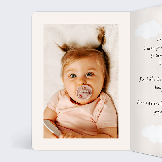 Invitation anniversaire enfant Jolie Montgolfière Intérieur Gauche