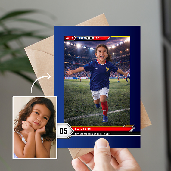 Invitation anniversaire enfant Portrait en footballeur Après 1