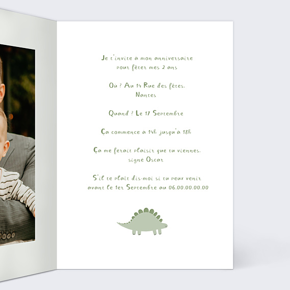 Invitation Anniversaire Enfant Petit Dinosaure