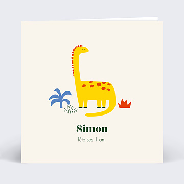 Invitation Anniversaire Enfant Dinosaure Jaune