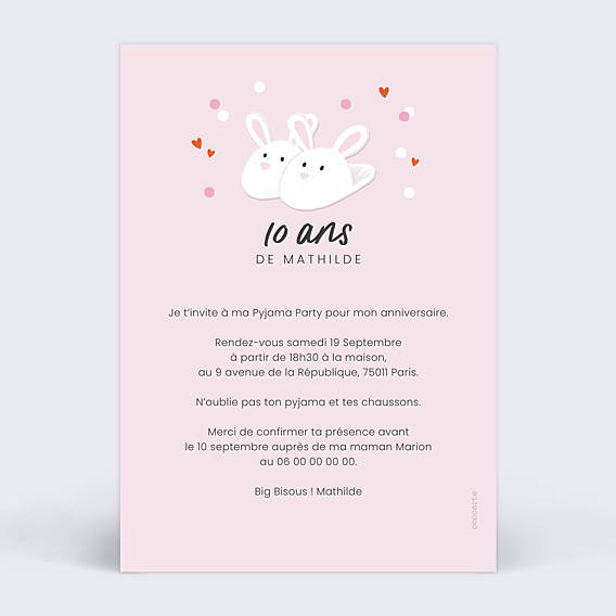 Invitation Anniversaire Enfant Soirée Pyjama