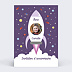 Invitation anniversaire enfant Fusée rose