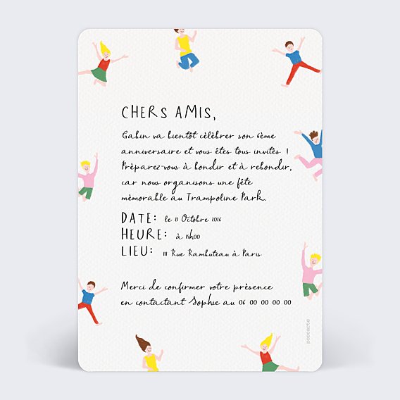 Invitation Anniversaire Enfant Trampoline