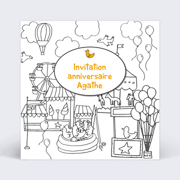 Invitation Anniversaire Enfant Coloriage Fte Foraine