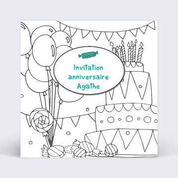 Invitation Anniversaire Enfant Coloriage Gâteau