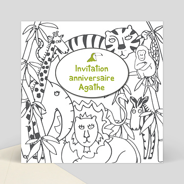 Invitation Anniversaire Enfant Coloriage Jungle