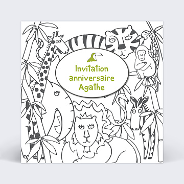 Invitation Anniversaire Enfant Coloriage Jungle