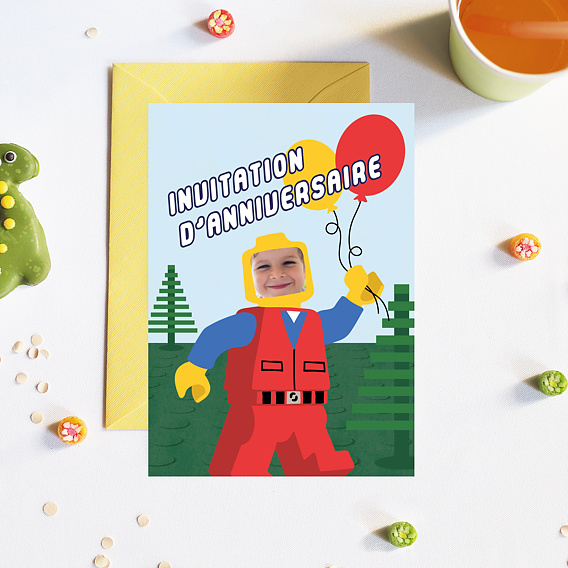 Invitation anniversaire enfant Jeu de Construction Après 4