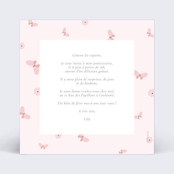 Invitation Anniversaire Enfant Papillon Féerique