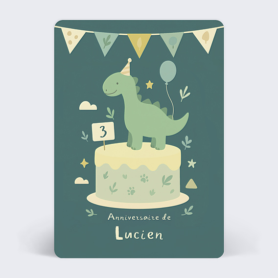 Invitation Anniversaire Enfant Gâteau dino