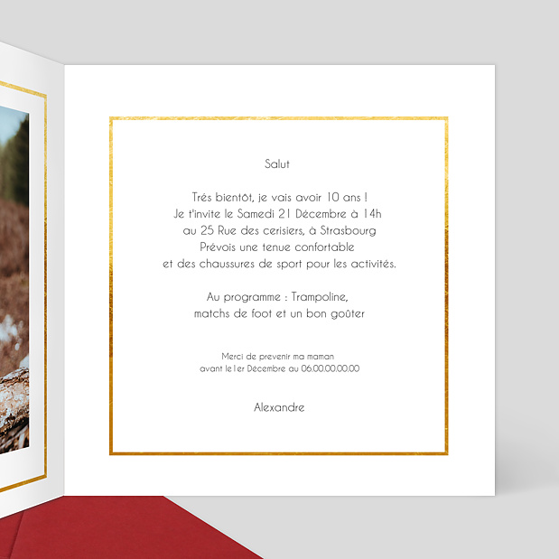 Carte d'Invitation Anniversaire Jolies Cadres Intérieur Droit