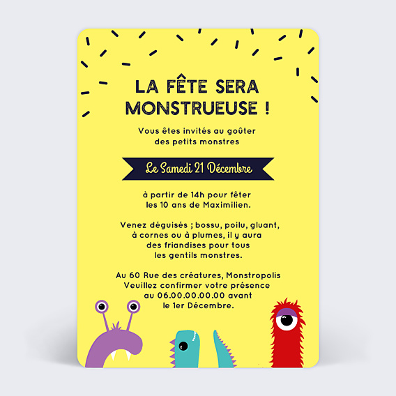 Invitation Anniversaire Enfant Monstre