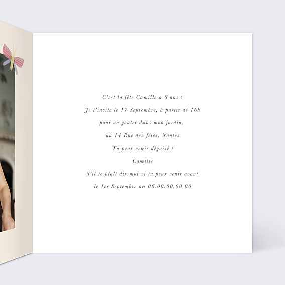 Invitation Anniversaire Enfant Jolis Papillons