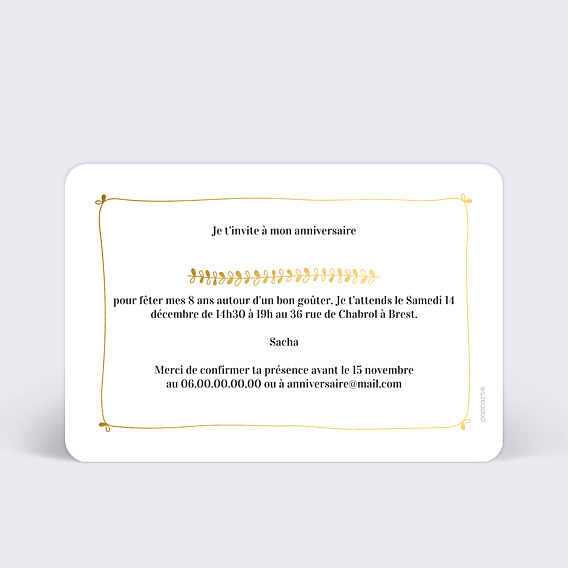 Invitation Anniversaire Enfant Jolies Feuilles