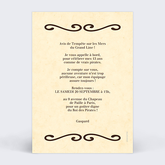 Invitation Anniversaire Enfant Pirate recherché