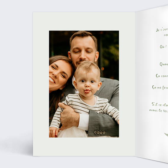 Invitation anniversaire enfant Petit Dinosaure Intérieur Gauche