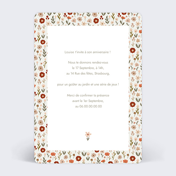 Invitation Anniversaire Enfant Liberty Automne