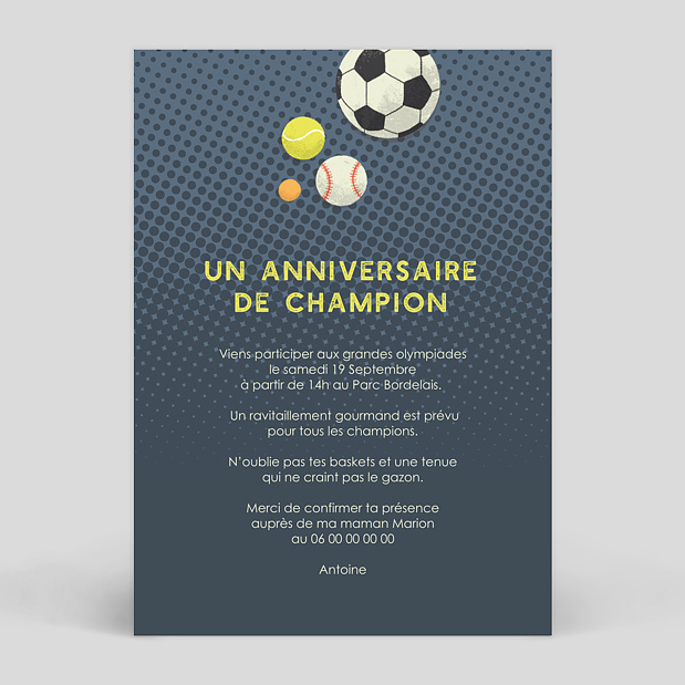 Invitation Anniversaire Sportif Popcarte