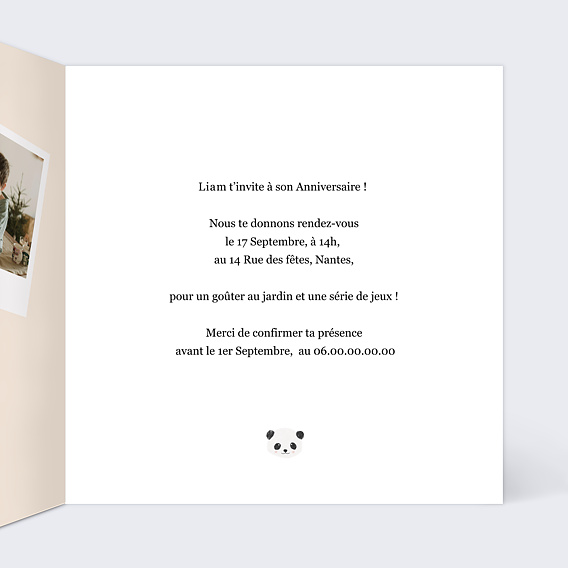 Invitation Anniversaire Enfant Pattern Panda