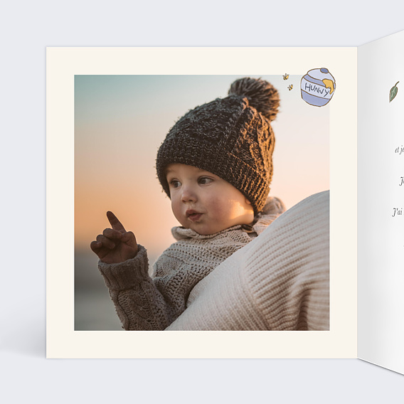 Invitation anniversaire enfant Gentil Ourson Intérieur Gauche