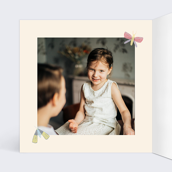 Invitation anniversaire enfant Jolis Papillons Intérieur Gauche