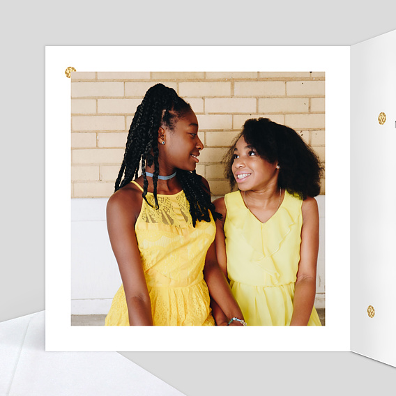 Invitation anniversaire enfant Plumetis Ocre Intérieur Gauche