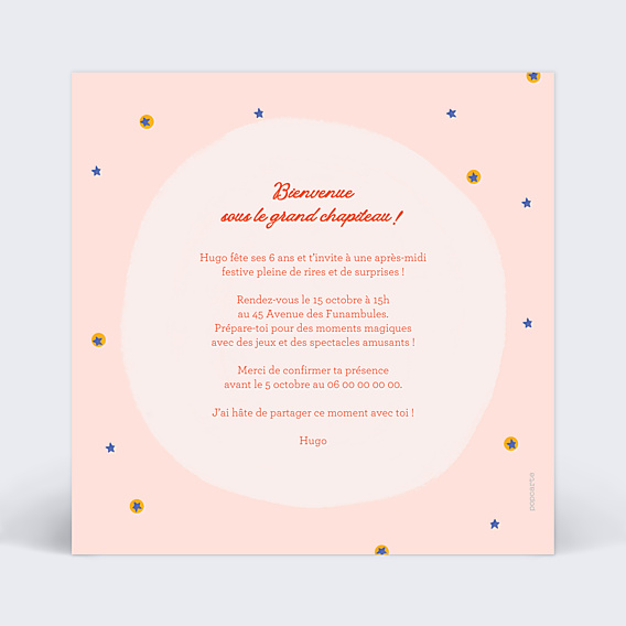 Invitation Anniversaire Enfant Cirque animalier