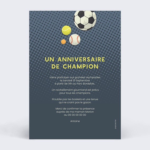 Invitation Anniversaire Enfant Sportif