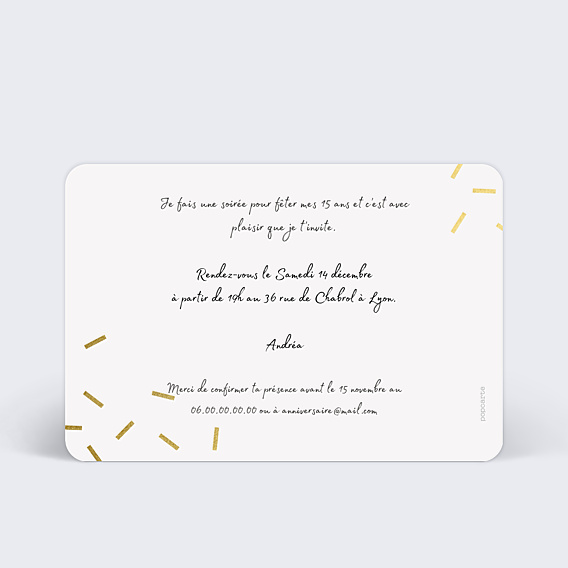 Invitation Anniversaire Enfant Âge Paillettes