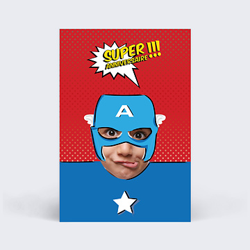 Carte anniversaire super héros fille - Carte d'invitation super heros