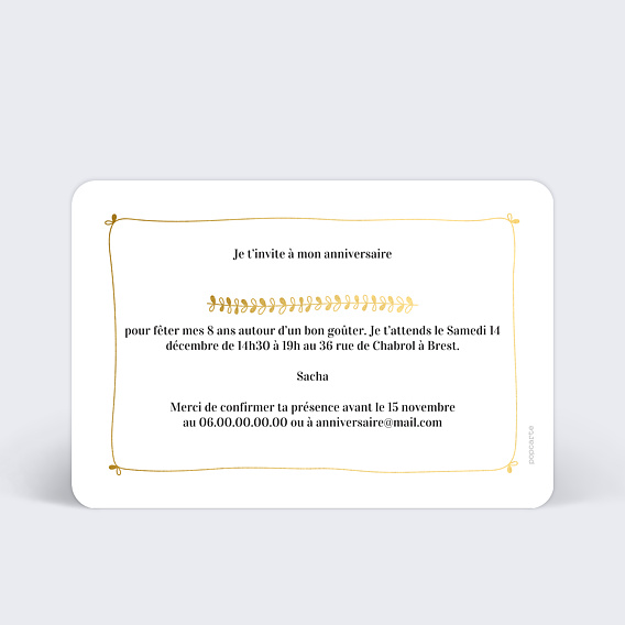 Invitation Anniversaire Enfant Jolies Feuilles