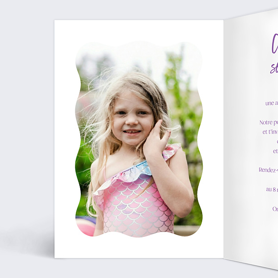 Invitation anniversaire enfant Sirène Intérieur Gauche