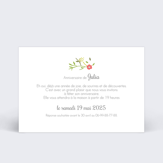 Invitation anniversaire enfant Liberty Verso
