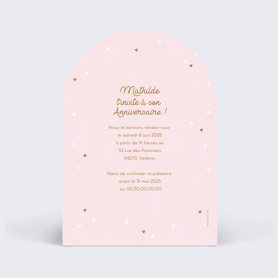 Invitation anniversaire enfant Poney Étoilé Verso